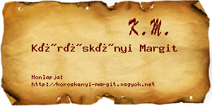 Köröskényi Margit névjegykártya