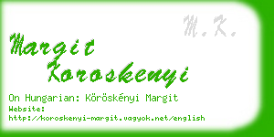 margit koroskenyi business card