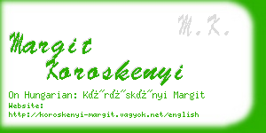 margit koroskenyi business card